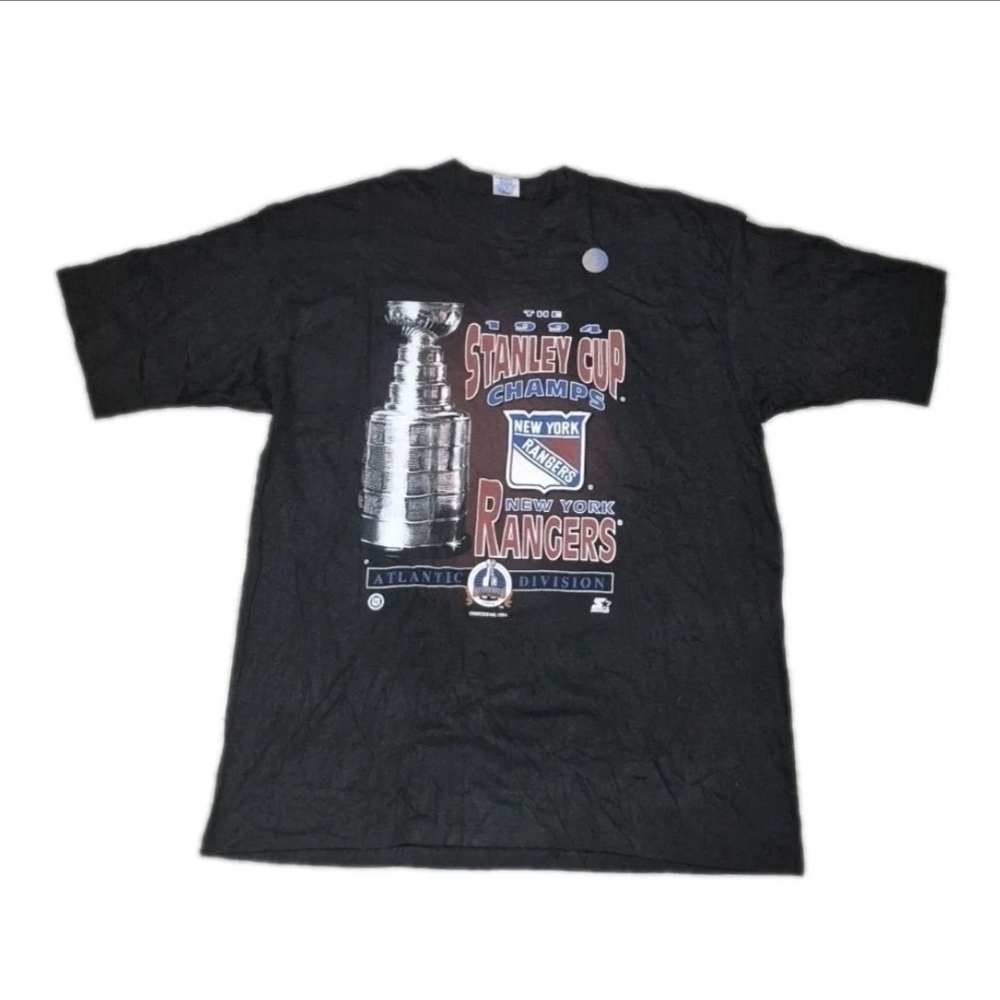 Vintage 1990'S Starter NHL New York Rangers Sport Print T-Shirt Made in USA  XL